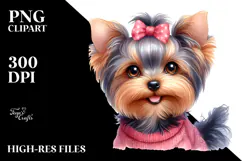 Happy Yorkshire Terrier in Watercolor PNG Product Image 2