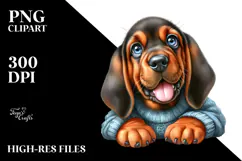 Watercolor Happy Bloodhound PNG Product Image 2
