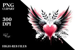 Paint Brush Style Heart Wings PNG Product Image 2