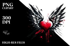 Paint Brush Style Heart Wings PNG Product Image 2