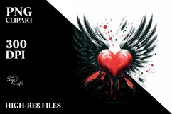 Heart Wings Paint Brush PNG Product Image 2