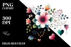 Adorned Flower with Hearts, PNG Product Image 2