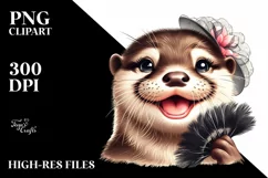 Funny Cute Otter Portrait Sticker Clipart Product Image 3