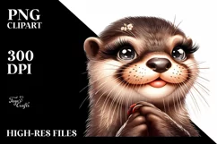 Vintage Otter Diva Look | Watercolor Clipart Product Image 3