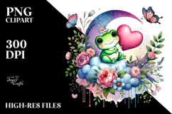 Boho Baby Frog Holding Heart PNG Product Image 2