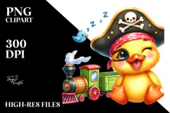 Crazy Vibrant Watercolor Baby Duck PNG Product Image 2