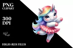 Baby Unicorn Posing as Dancer | Watercolor Clipart Product Image 1