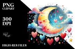 Simple Moon with Hearts PNG Product Image 2