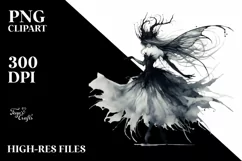 Washed Watercolor Gothic Fairy Dancing PNG Product Image 2
