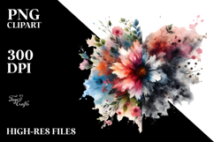 Grunge Flower Painting PNG Product Image 2