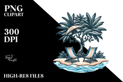 Vintage Tropical Tree Beach Chairs PNG Product Image 2