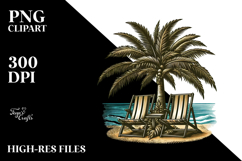 Tropical Tree Beach Chairs PNG Product Image 2