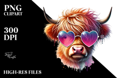 Highland Calf with Sunglasses, Digital Painting PNG Product Image 2