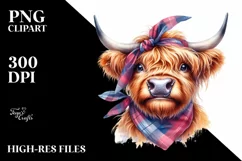 Cow Highland Cow Portrait with Bandana Product Image 3