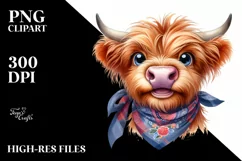 Cow Highland Cow Portrait with Bandana Product Image 1