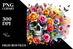 Colorful Skull Painting PNG Product Image 2