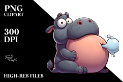 Cartoony Hippo Making Casually PNG Product Image 2