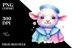 Pastel Baby Lamb Sailor Suit, PNG Product Image 2