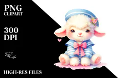 Pastel Baby Lamb Sailor Suit, PNG Product Image 2