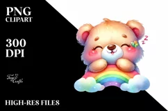 Colorful Baby Bear Smiling | Watercolor Clipart Product Image 1