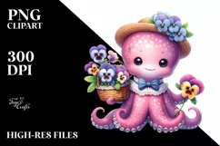 Detailed Watercolor Whimsical Cute Baby Octopus | Product Image 1