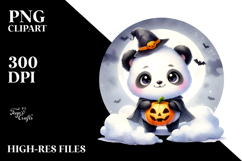 Washed Watercolor Panda on a Cloud PNG Product Image 2