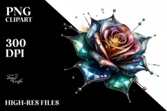 Shiny Glass Rose with Metalic Insertions | Clipart Product Image 3