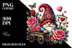 Valentines Gnome with Roses PNG Product Image 2