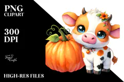 Cute Baby Cow with Pumpin | Sublimation Product Image 2