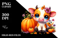 Cute Baby Cow with Pumpin | Sublimation Product Image 2