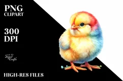Colorful Baby Chicken | Watercolor Clipart Product Image 1