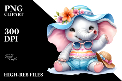 Baby Elephant at the Beach PNG Product Image 2