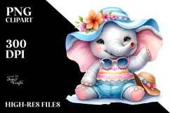 Baby Elephant at the Beach PNG Product Image 2