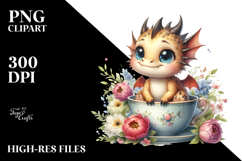 Cute Watercolor Small Baby Dragon Sitting | Sublimation Product Image 2