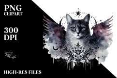 Washed Gothic Cat Flowers | Sublimation Clipart Product Image 1