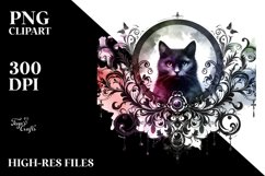 Washed Gothic Cat Flowers | Sublimation Clipart Product Image 1