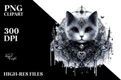 Washed Gothic Cat Flowers | Sublimation Clipart Product Image 3