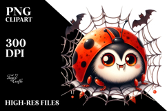 Funny Cute Ladybug in Front of Spider Web | Sublimation Product Image 2