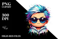 Adorable Funny Design with Cool Hair, PNG Product Image 2