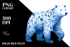 Cute Polar Bear Blue Toile PNG Product Image 2