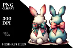 Quirky Vintage Bunnies PNG Product Image 2