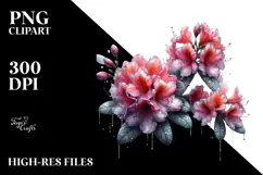 Rhododendron with Metallic Insertions, Watercolor Splash PNG Product Image 2