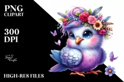 Goofy Baby Dove with Wreath PNG Product Image 3