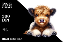 Watercolor Baby Cow Sitting on Star Product Image 2