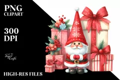 Red Christmas Gnomes with Presents PNG Product Image 1