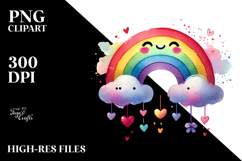 Watercolor Rainbow with Hearts PNG Product Image 2
