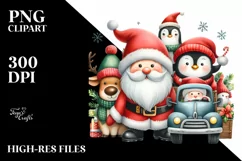 Cute Christmas Characters Gazing PNG Product Image 1