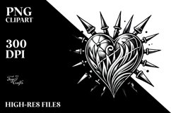 Tattoo Style Heart with Spikes PNG Product Image 2