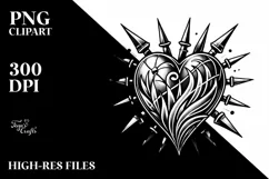 Tattoo Style Heart with Spikes PNG Product Image 2
