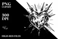 Tattoo Style Heart with Spikes PNG Product Image 2